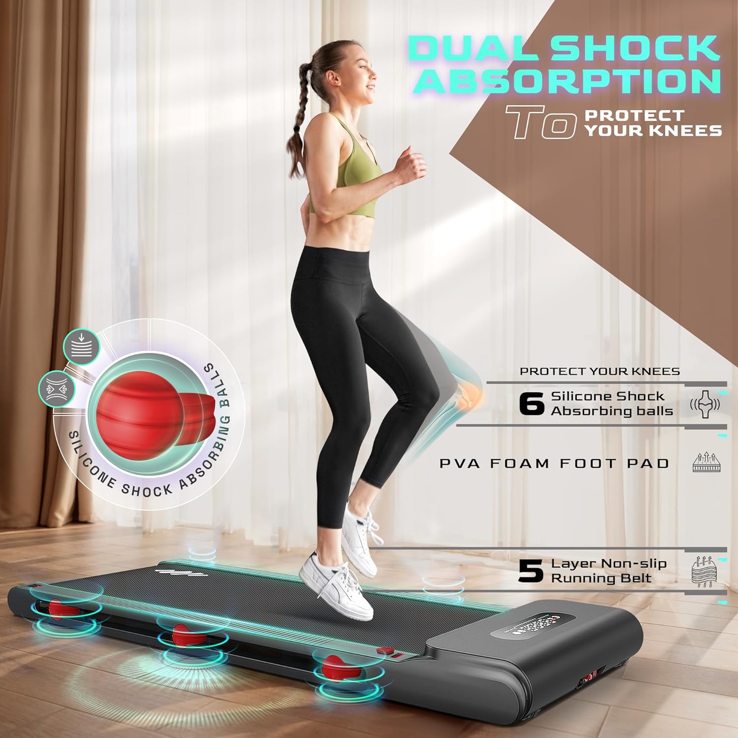 Walking Pad Treadmill Under Desk: SEIKEIN 2 in 1 Walking Pad Treadmills 3.5 HP Quiet Brushless with 270Lbs Capacity for Home Office(Red)