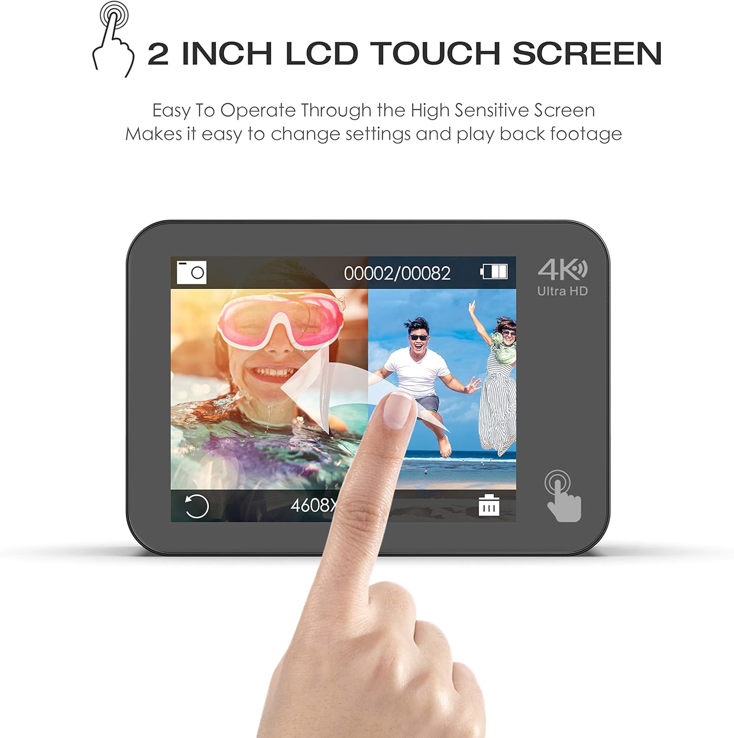 4K 60fps 20MP Underwater Action Camera Touch Screen WiFi 131feet Waterproof Camera Camcorder 170�� Wide Angle Stabilizer Camera with 2x1350mAh Rechargeable Batteries and Accessories Kit