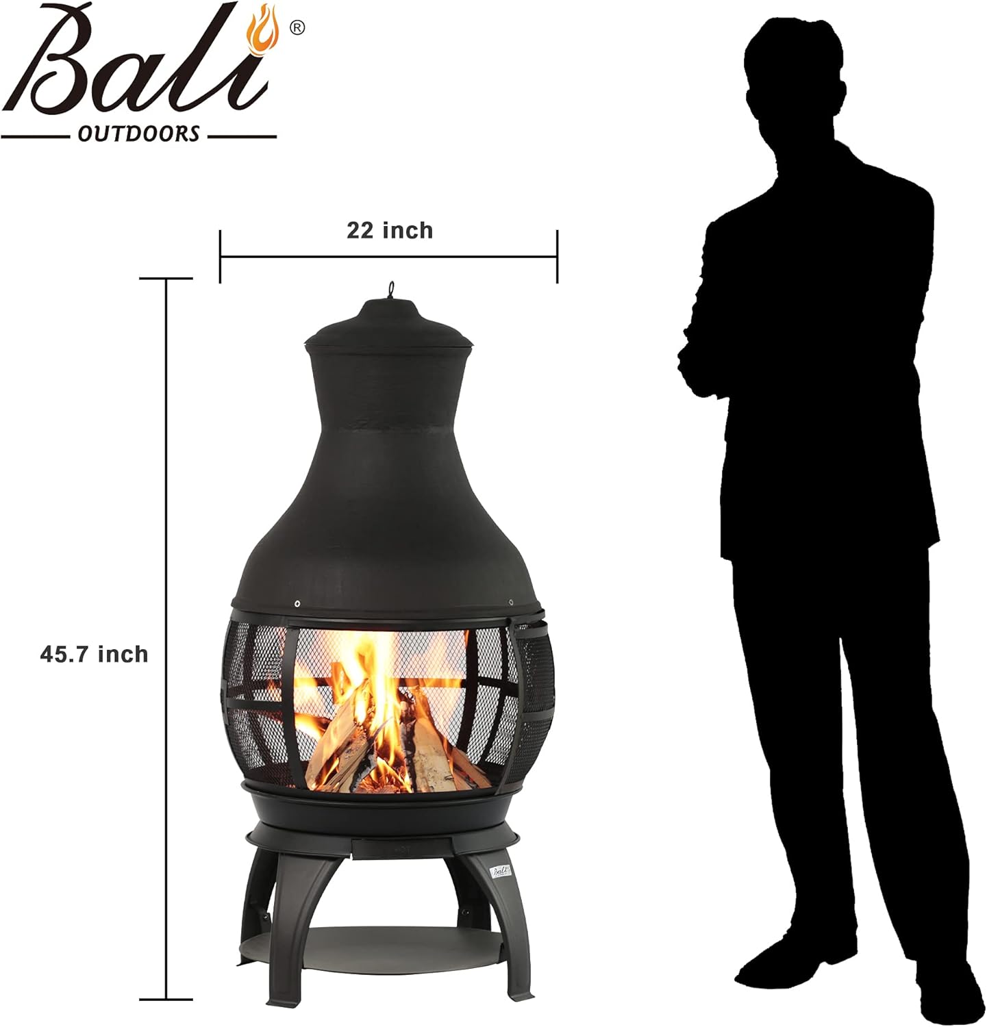 BALI OUTDOORS Fire Pit Round FirePits Outdoor Wood Burning Chiminea Outdoor Fireplace