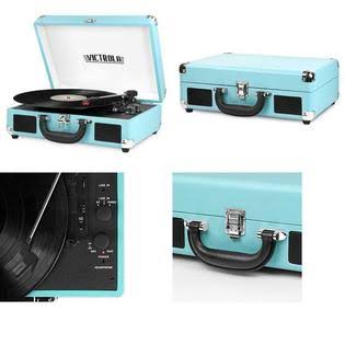 Victrola Bluetooth Portable Suitcase Record Player with 3-Speed Turntable - Turq