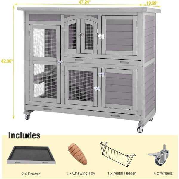 Aivituvin 2 Story Rabbit Hutch on Wheels AIR06-C - Pet Supplies online store