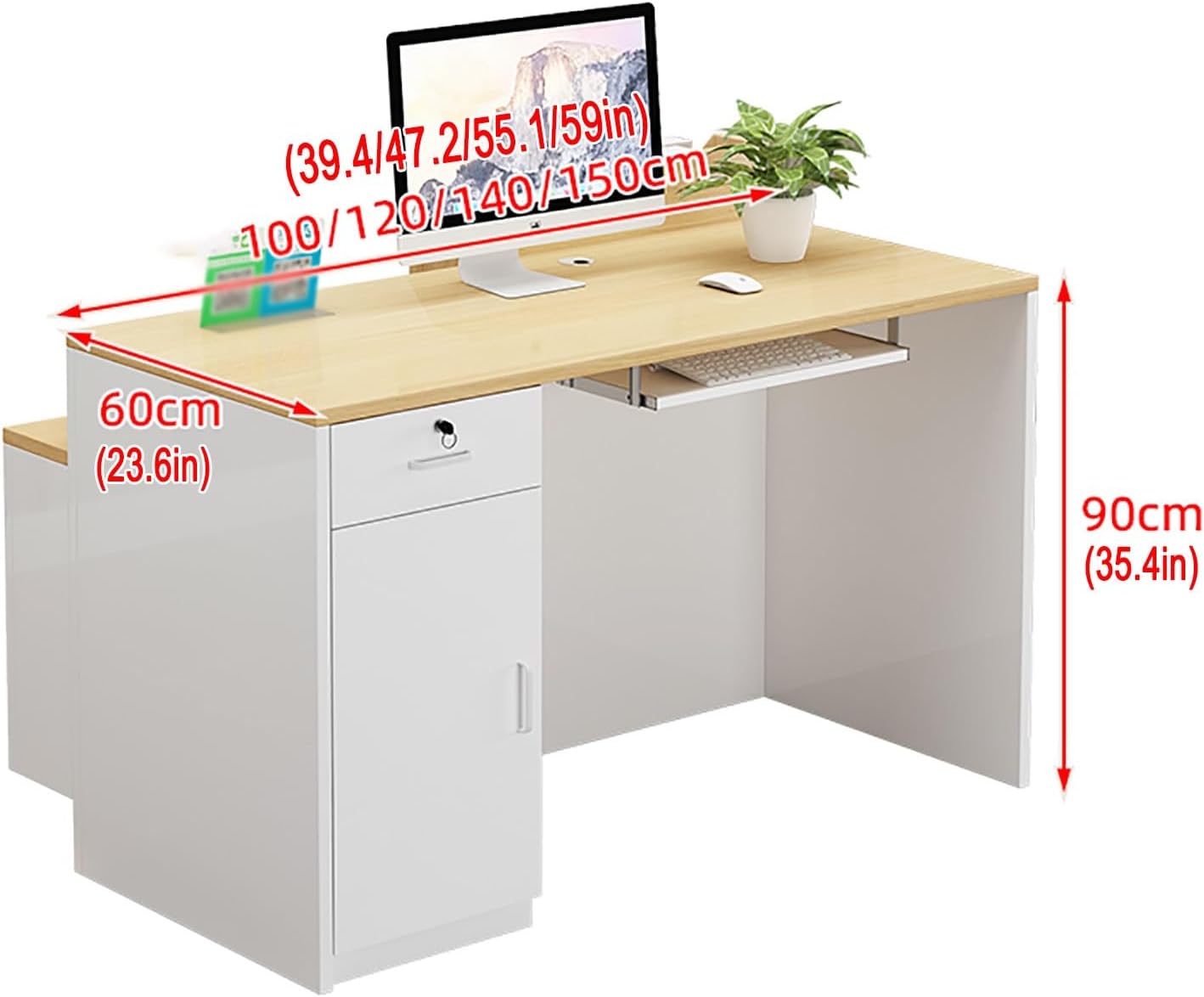 Reception desk for sale with open shelves, Modern Retail Checkout Counter with lockable drawers, Small Reception Desk for Small Spaces, Wooden Computer Desk Reception Table with led lights(H-1,120x55x