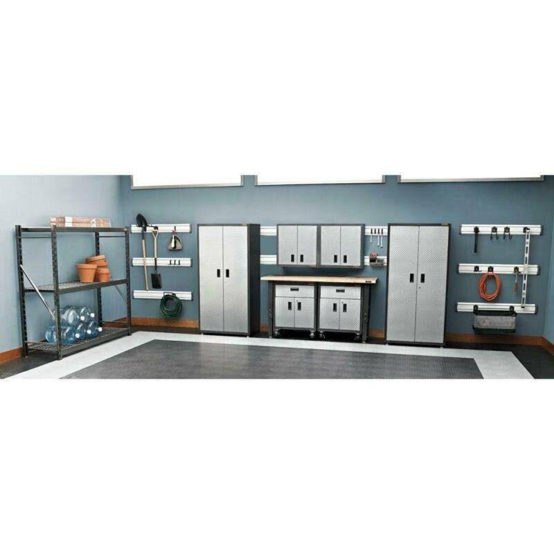 28-In Home Garage Storage Organizer Wall Mount Cabinet Tool Box Silver Tread