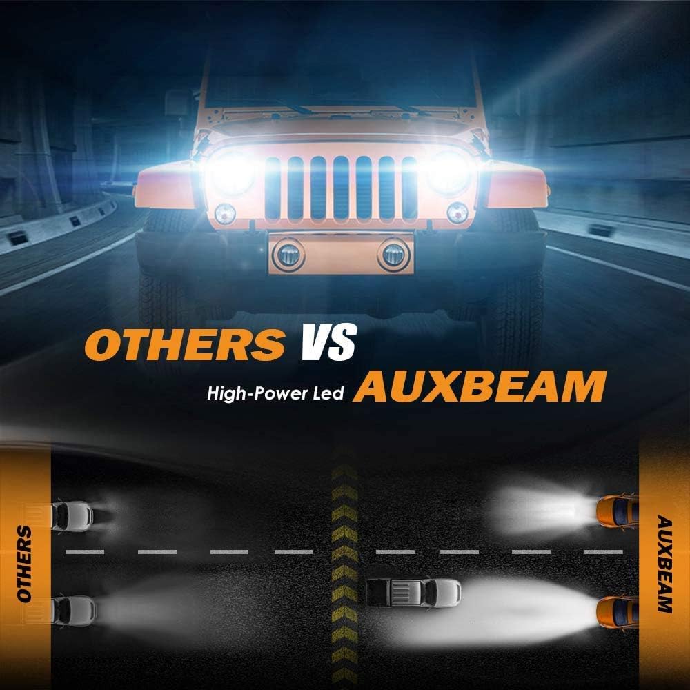 Auxbeam 9004 LED Light Bulbs, 9004 HB1 LED Light Bulbs 50W 5000lm XHP70 LED Chips High Brightness Led Fog Lights F-16 Series Pack of 2