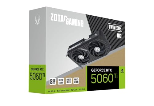 ZOTAC Gaming GeForce RTX 5060 Ti 16GB AMP DLSS 4 16GB GDDR7 128-bit 28 Gbps PCIE 5.0 Gaming Graphics Card, IceStorm 2.0 Cooling, White LED Lighting, ZT-B50620F-10M