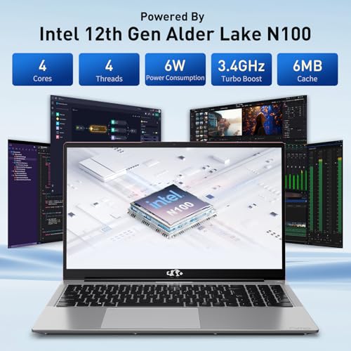 NIMO 15.6 IPS-FHD-Laptop, Intel Pentium 4 Cores N100 8GB RAM 128GB SSD Backlit Keyboard Fingerprint (Beat to i3-1115G4 Up to 3.4GHz) Computer for Student-Home WiFi 6 BT5.2 Win 11