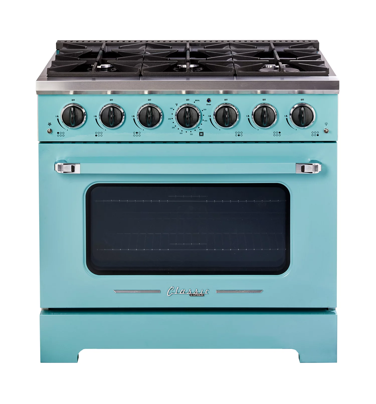 Unique Classic Retro 36" 5.2 cu/ft Freestanding Pro-Style Gas Range with Convection Oven and Sealed Burners