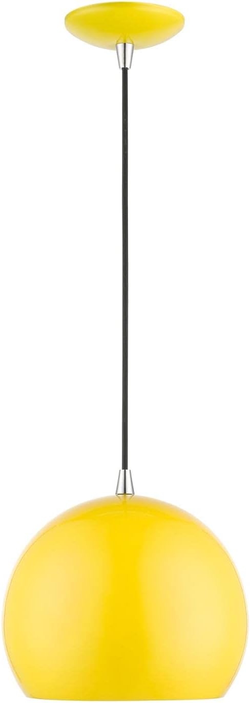 Livex Lighting Piedmont - 1 Light Globe Pendant in Industrial Style-15 Inches Tall and 10 Inches Wide-Shiny Yellow/Polished Chrome Fini