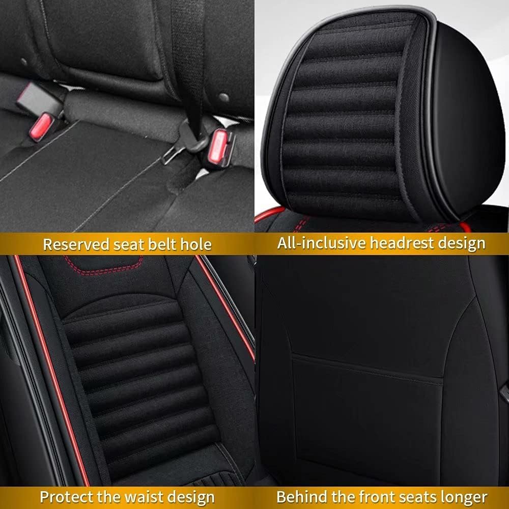 TTX LIGHTING Car Seat Covers Custom Fit for 2018-2021 Nissan-Kicks, Auto Full Set Seat Cushion Linen Compatible with Airbag（Red&Black）