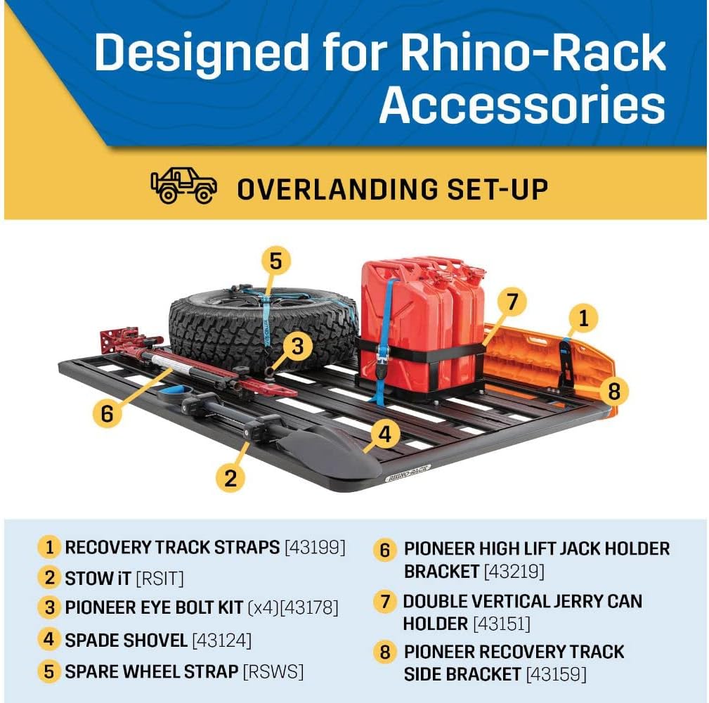 Rhino Rack Complete Pioneer Roof Rack Kit Compatible with Toyota Tundra Crewmax 2022+, High Strength Alumimum, Easy Bolt on Clamp Mounting, Includes Pioneer Platform, Legs, Fit Kit, Black (ROLT1)