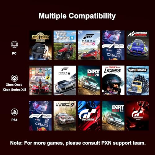 PXN - V9 Gen2 Racing Wheel - 270&900° Car Sim, 3 Pedals, H Shifter, APP Support, Vibration Feedback - Gaming Steering Wheel for PC, PS3, PS4, Xbox One, Xbox Series X/S
