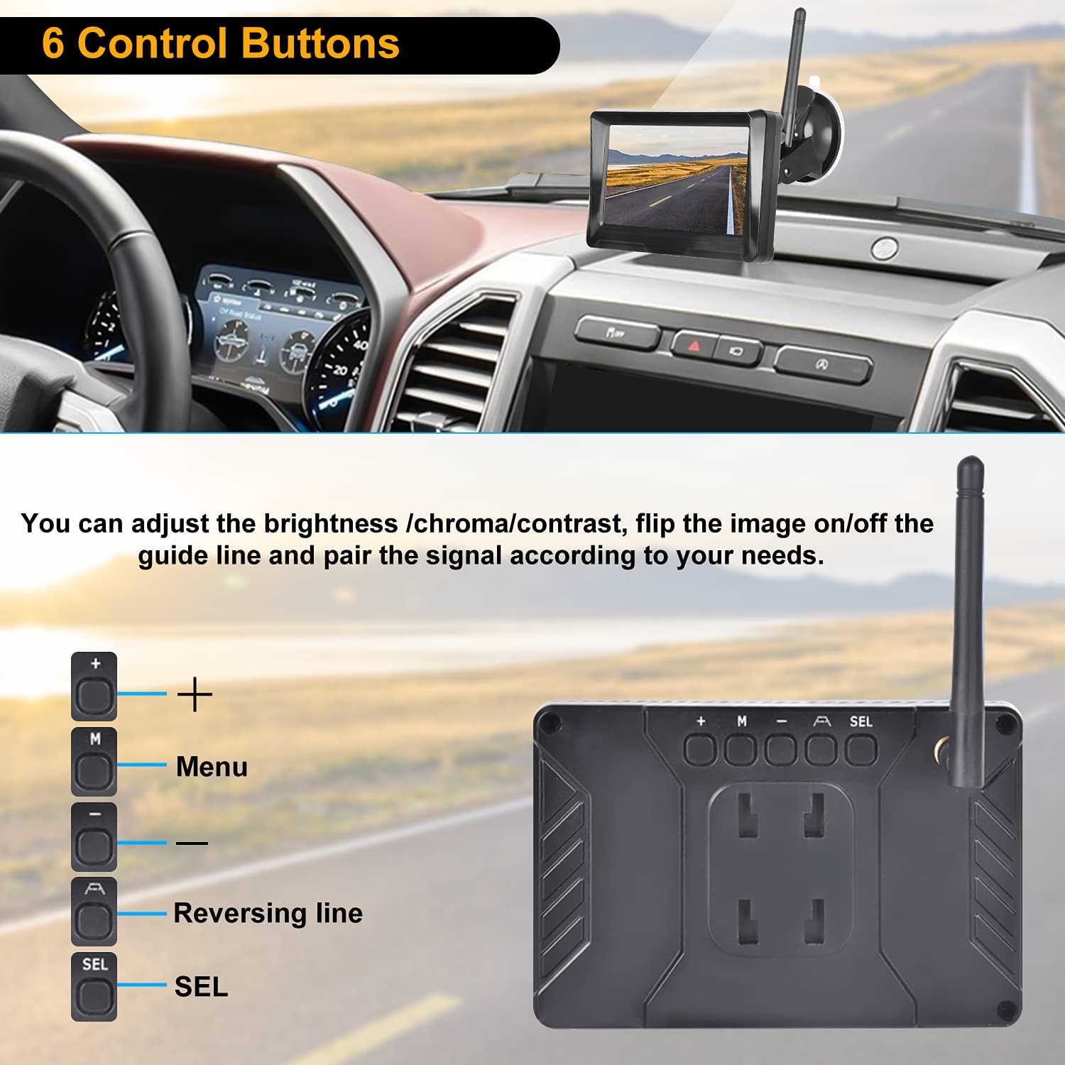 5 Inch Digital Wireless Backup Camera LCD Monitor Kit 1080P HD Waterproof Super Night Vision Wide Viewing Angle Rear View Camera Stable Wireless Signal Easy Installation for Trucks, Camper, Car, SUV