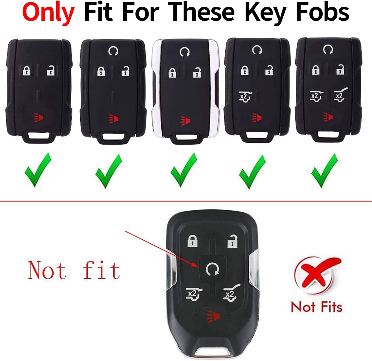 Key Fob Cover Case for 2014-2018 1500 2500HD 3500HD 2015-2018 Canyon Key Cover Smart Remote 3/4/5/6 Button Control Protector 3/4/5/6 Button ��red��