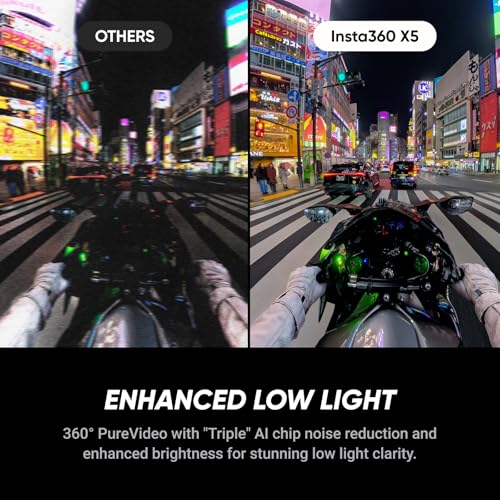Insta360 X5 Motorcycle Bundle - Waterproof 8K 360° Action Camera, Rugged & Replaceable Lens, 3-Hour Battery, Clear Audio, Stabilization, Invisible Selfie Stick Effect, Leading Low Light