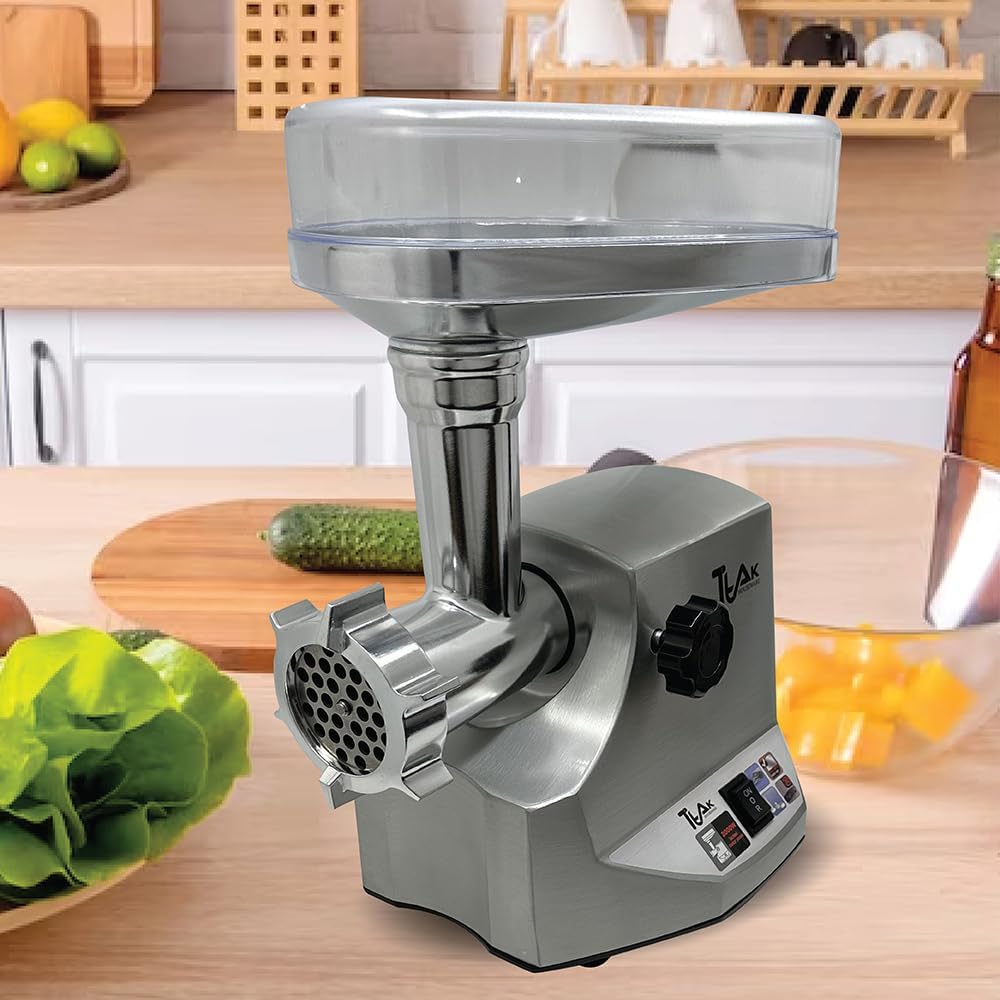 Premium Electric Meat Grinder Copper Motor 2000W Max Heavy Duty Meat Grinder-S/S Body Meat Sausage Stuffer Tubes & Kubbe, Cutting 2 Stainless Steel Blades Plate Home Kitchen