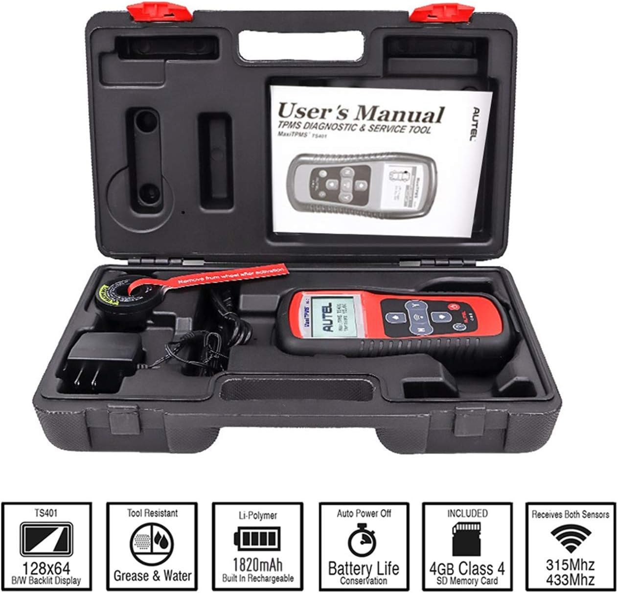 Autel TPMS Relearn Tool MaxiTPMS TS401, Ideal TPMS Tool for TPMS Reset, Sensor Activation, Program for MX-2in1MX-Sensor 433/315