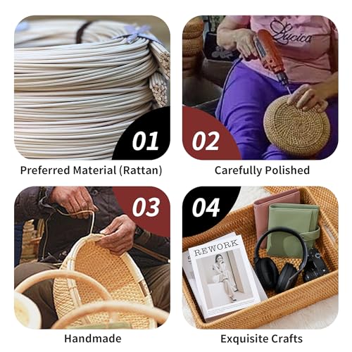 Rattan Basket With Lid,Large Storage Basket Lidded,Rattan Box For Shelf (16" L×13"W×12"H)