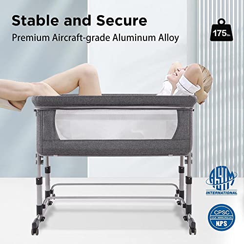 Ihoming Twin Bassinets for Baby, Double Bassinet Bedside Sleeper for Twins, Double Bassinets Sleeper for 2 Babies, Infant Co Sleeper Bedside Crib Attaches to Bed, Pink