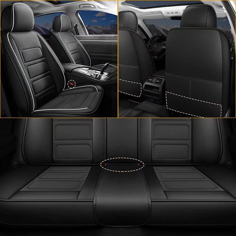 Car Seat Covers Custom Fit Full Set Seat Covers Compatible with Kia Soul 2015 2016 2017 2018 2019 2020 2021 Waterproof Faux Leather Vehicle Cushion Cover with Airbag