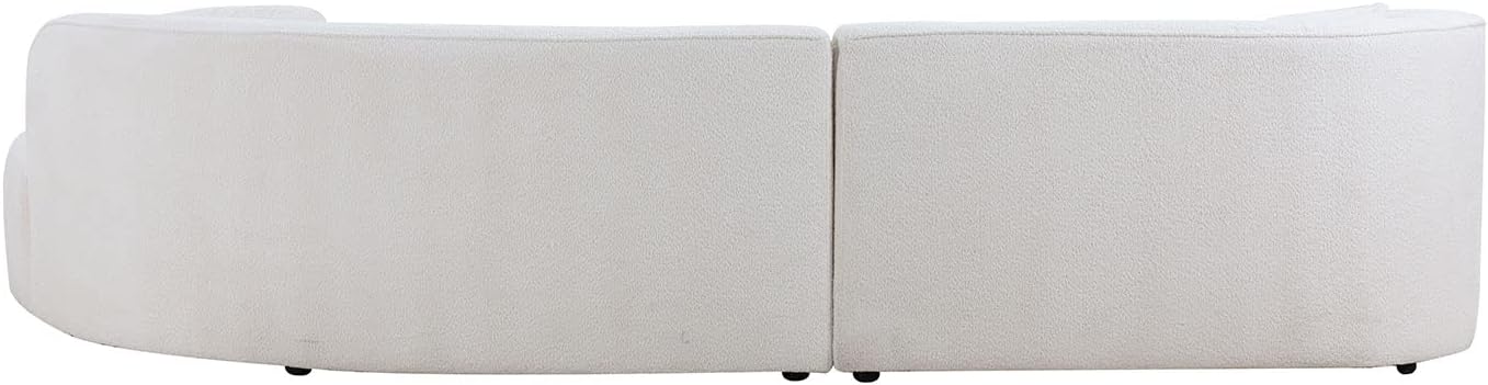 Luxury Modern Style Living Room Upholstery Curved Sofa with Chaise 2 Set, Left Hand Facing Sectional, Boucle Couch, White