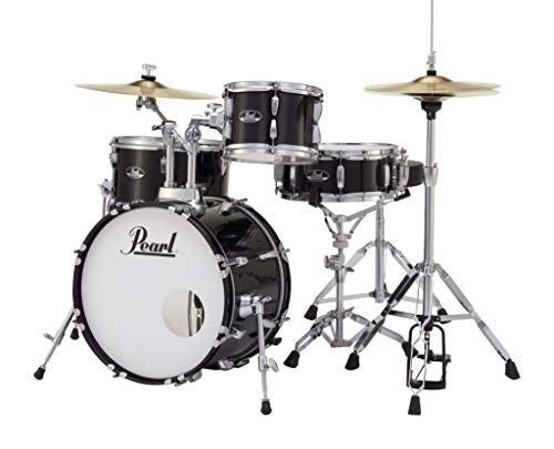 Pearl Roadshow Drum Set 4-Piece Complete Kit with Cymbals and Stands, Charcoal Metallic (RS584C/C706)