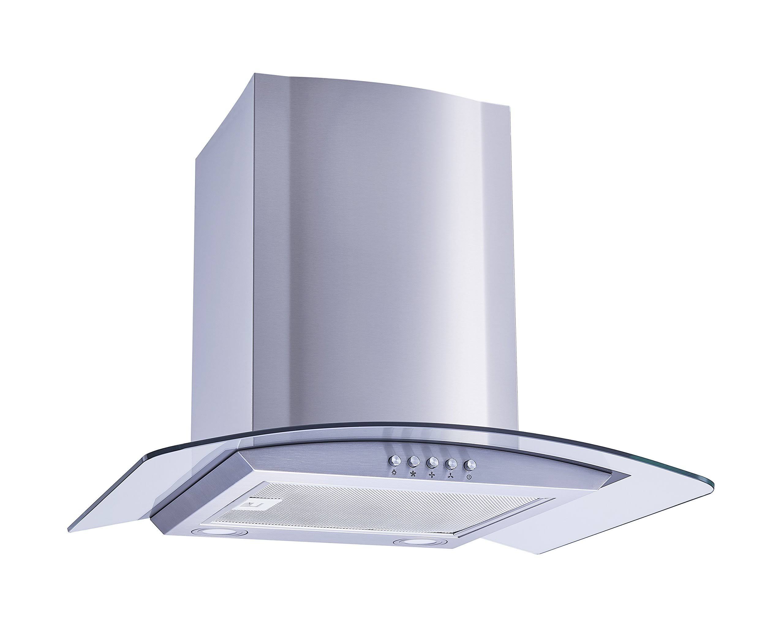Winflo O-W101C36 36x22 Convertible Stainless Steel/Tempered Glass Wall Mount Range Hood
