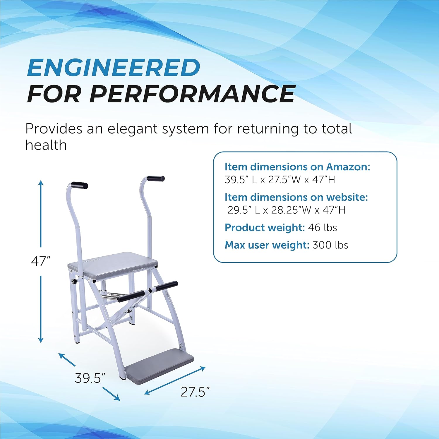 AeroPilates Precision Pilates Chair - Pilates Wunda Chair - Pilates Reformer Chair Gym - Workout Machine for Home Gym - Up to 300 lbs Weight Capacity