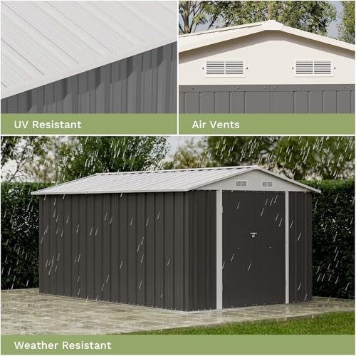 Patiowell 3 x 3 FT Outdoor Storage Shed,Small Garden Tool Storage Shed with Sloping Roof and Single Lockable Door, Outdoor Shed for Backyard Garden Patio Lawn, Grey