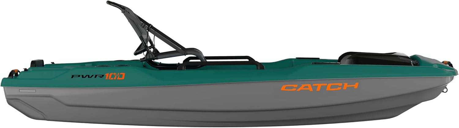 Pelican Catch PWR 100 - Sit-on-Top Fishing Kayak - Ergo360 Seating System - 10 ft - Forest Green/Magnetic Grey
