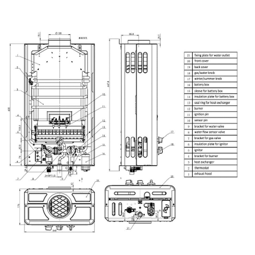 Marey GA5FNG 1.32 GPM 34,120 BTU&s NG GAS Flow Activated GAS Tankless Water Heater