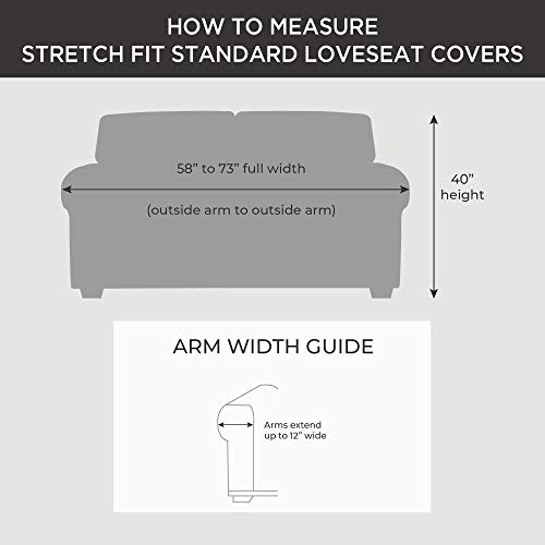 SureFit Stretch Pique Separate Seat Loveseat Slipcover - Flannel Gray (SF43755)