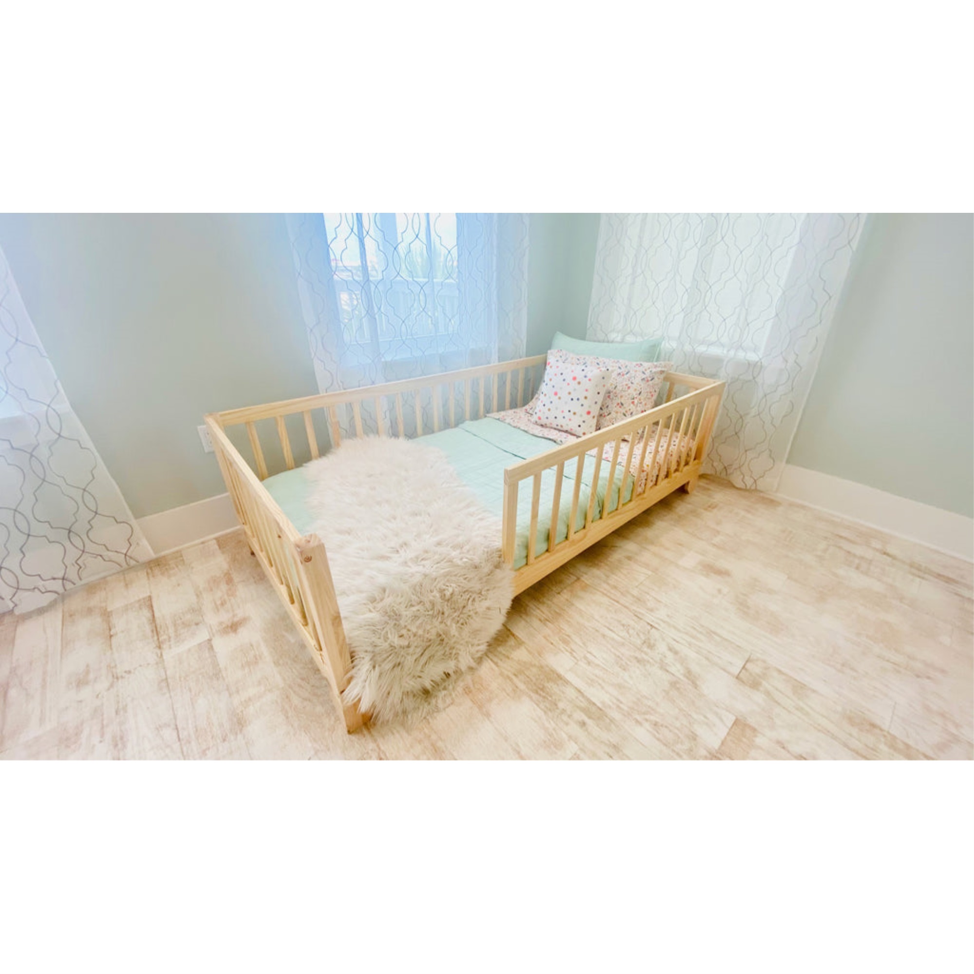 Convertible Floor Bed Frame with Rails
