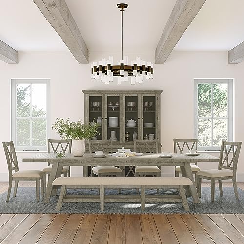 Jofran Telluride Rustic Distressed Pine 70" Four Drawer Sideboard Buffet Server, Server Only, Driftwood Grey