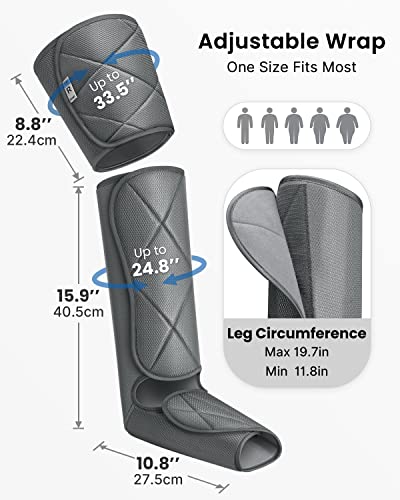 RENPHO Leg Massager with Heat for Circulation, FSA HSA Eligible Air Compression Calf Massager, Effective for Mother Father Reduce Swelling and Muscle Relaxation-Grey