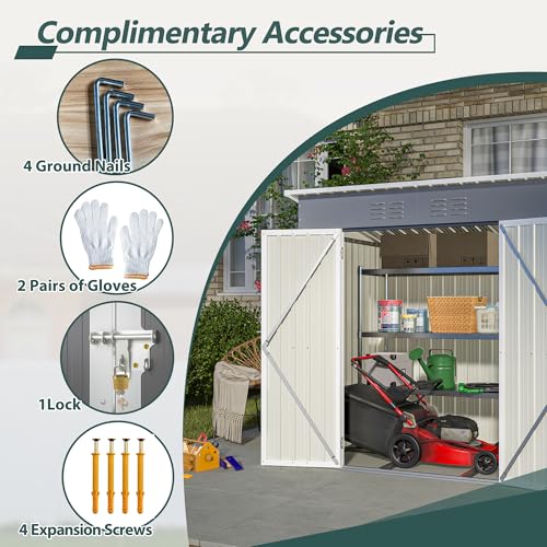 6x4 Ft Outdoor Storage Shed, Heavy-Duty All-Weather Tool Shed with Lockable Doors, Durable Resin Construction for, Patio & Backyard Organization Black