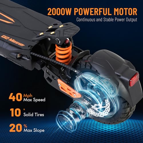 KUKIRIN G2 Master Electric Scooter, 40 Mph Max Speed & 40 Miles Max Range, 20.8Ah Powerful Battery with 10'' Off-Road Tire Foldable Electric Scooter for Adults, Teens, Load 264 Lbs