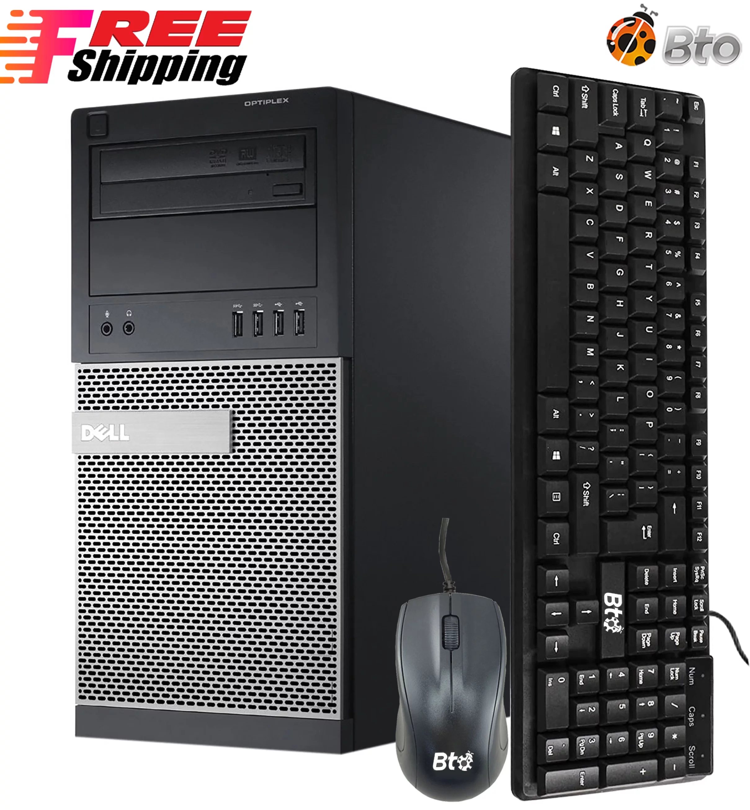 Restored Dell Desktop Tower Computer PC Intel Core i5 Processor 16GB Ram 128GB SSD + 2TB HDD Bto KB & Mouse, WiFi + Bluetooth Adapter DVD Windows 10 Pro (Refurbished)