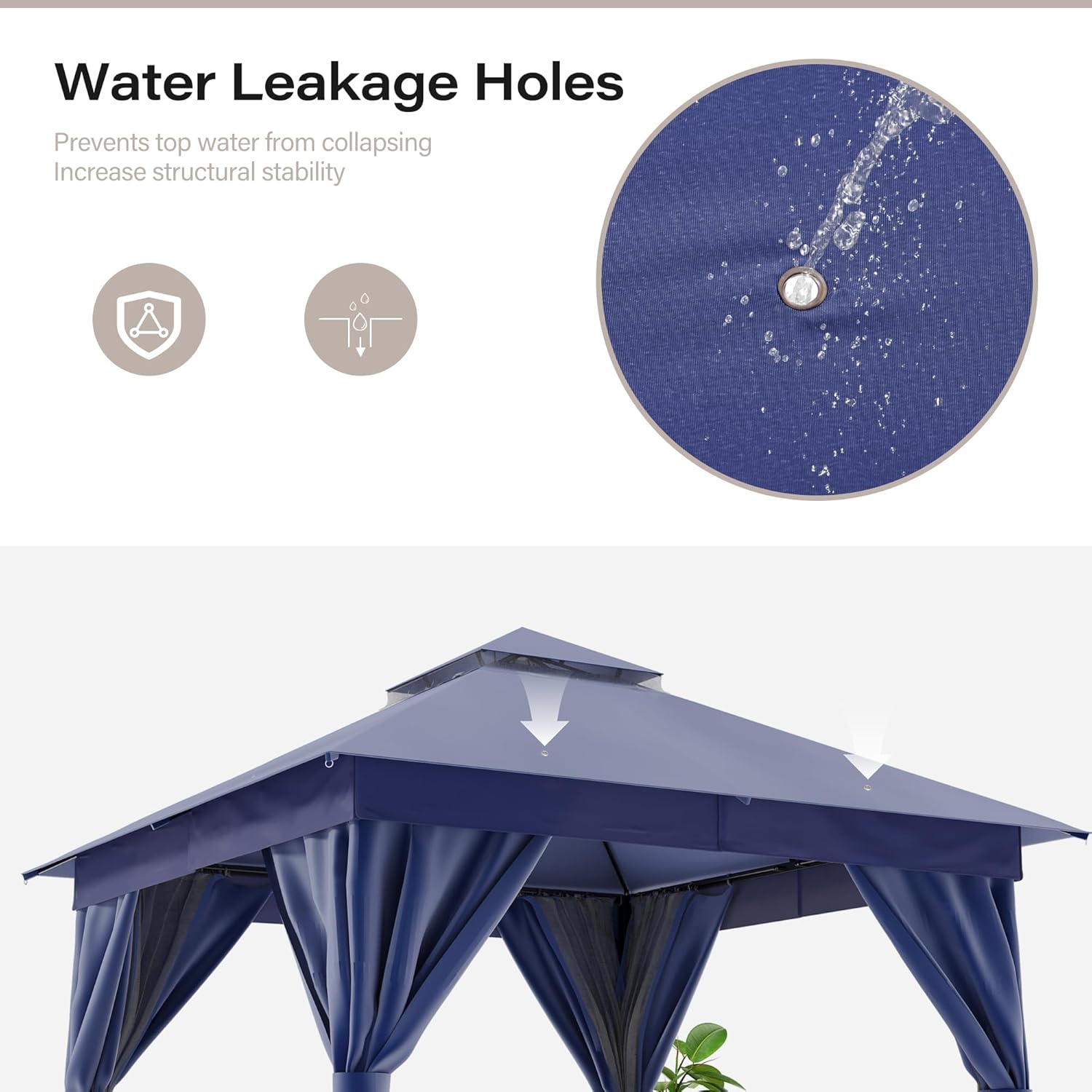 LAUSAINT HOME Outdoor Patio Gazebo 10'x10' with Expansion Bolts, Heavy Duty Gazebos Shelter Party Tent with Double Roofs, Mosquito Nettings and Privacy Screens for Backyard, Garden, Lawn, Navy Blue