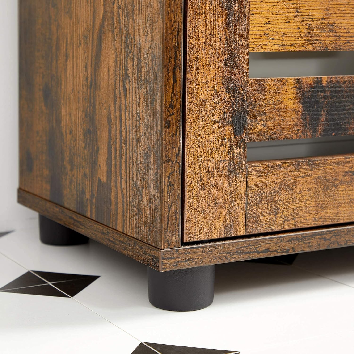 VASAGLE Bathroom Cabinet, Storage Cabinet, Floor Cabinet, 23.6 x 11.8 x 32.3 Inches, with 2 Louvered Doors, Drawer, Adjustable Shelf, for Living Room, Kitchen, Rustic Brown UBBK141X01