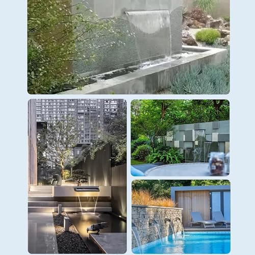 Waterfall Pool Fountain, 304 Stainless Steel Water Feature Spillway, Waterfall Blade with Accessories, for Swimming Pool, Garden Outdoor Pond, Spa(80cm)
