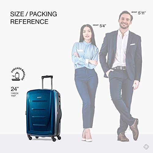 Samsonite Winfield 2 Hardside Expandable Luggage with Spinner Wheels, Brushed Anthracite, Checked-Large 28-Inch