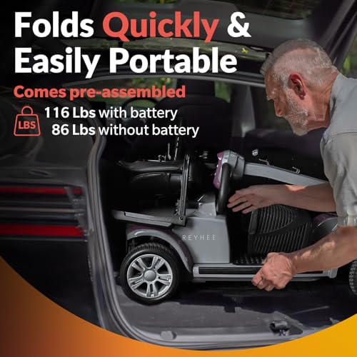 Cruiser Powered Mobility Scooters with Lengthened Legroom, 3.75MPH Max Speed & Up to 15 Miles Range, 180W Electric Scooter for Adults Seniors with Height-Adjustable Seat, Detachable Armrest