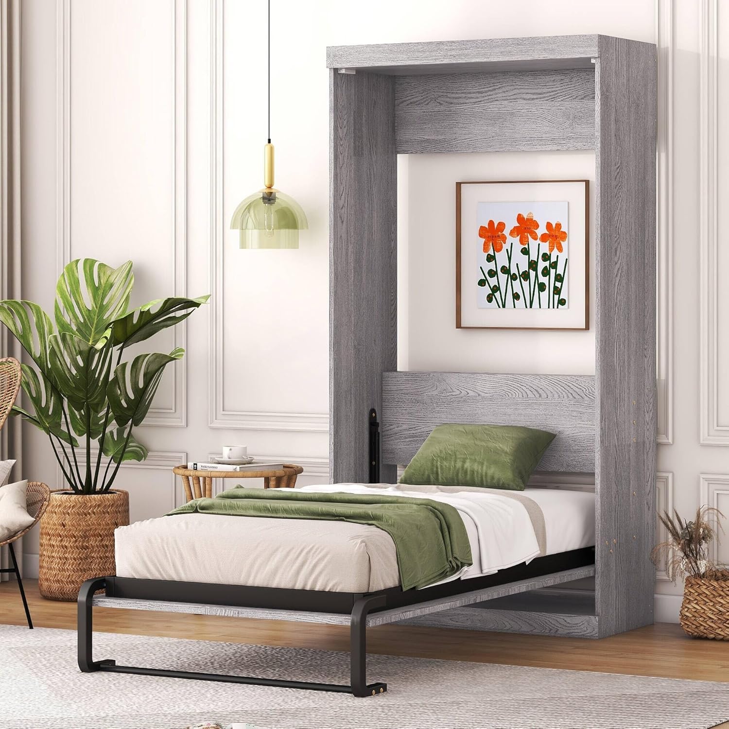 Wooden Murphy Bed, can be Folded into a Cabinet Twin