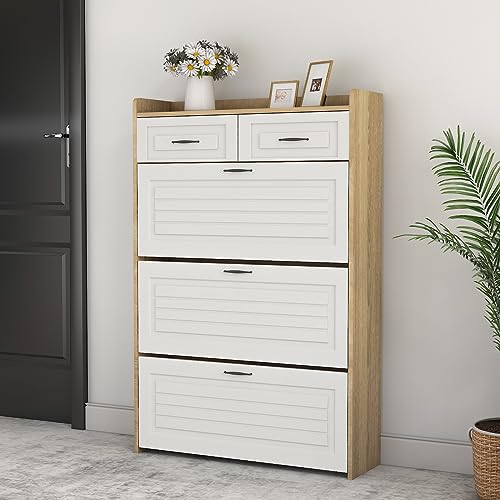 Shoe Cabinet with 3 Flip Drawers for Entryway, Shoe Rack Storage Cabinet with 2 Drawers, Shoe Cabinet Organizer for Entryway, Entrance Hallway