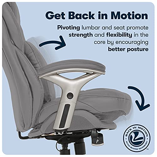 Serta Works Executive Office Chair with Back in Motion Technology, Opportunity Gray Bonded Leather