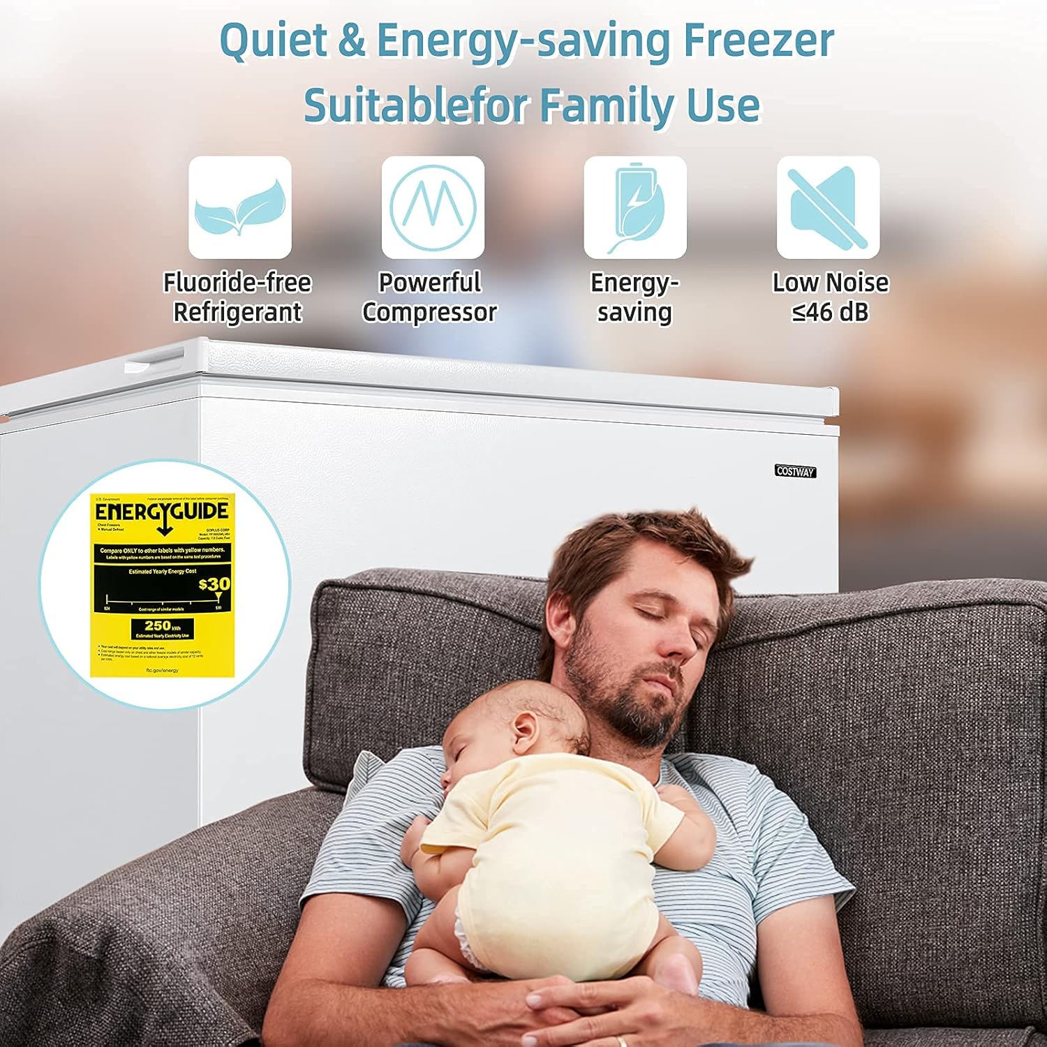COSTWAY Chest Freezer, 7.0 Cu.ft Upright Single Door Refrigerator with 4 Removable Baskets, Compact Freezer with Manual Defrosting & Mechanical Temperature Control for Apartments, Dormitories, RVs, Bars