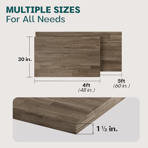 Bme Hevea Solid Wood Butcher Block Countertop in Walnut, Walnut Butcher Block Table Top with UV Finish for DIY Washer Dryer/Island/Kitchen Countertop, 3ft L x 25"W, 1.5in Thick