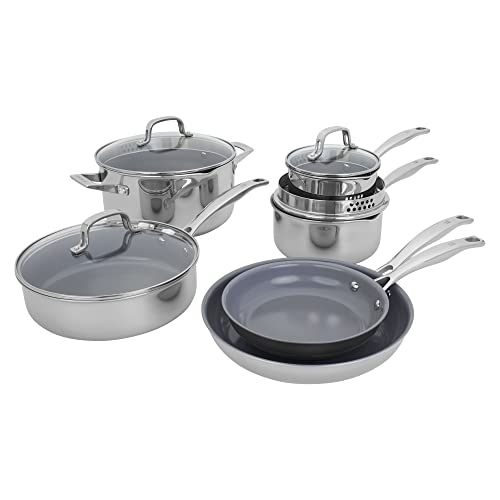 Henckels Clad H3 Stainless Steel Ceramic Nonstick Cookware Set