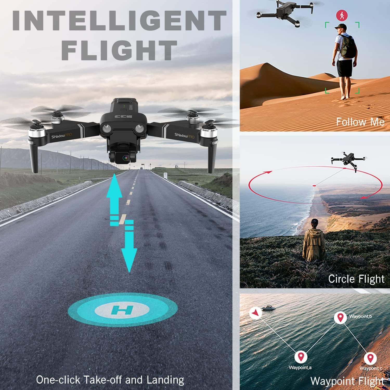 CCE Sparrow2 GPS Drones with EIS Camera for Adults 4K, 2-Axis Gimbal Foldable FPV RC Quadcopter with Flashlight and Arms Lights, Brushless Motor, 30-min Flight Time, Night Flight, Waypoint Flight, Auto Return Home, Follow Me, Carrying Case Included