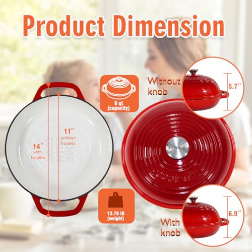 Enameled Cast Iron Bread Pan with Lid,11”Bread Pans for Homemade Bread,6 QT Bread Oven,Dutch Oven for Sourdough Bread Baking-with Silicone Baking Mat,6 Quart Thick Enamel Bread Pan-Gifts for Family